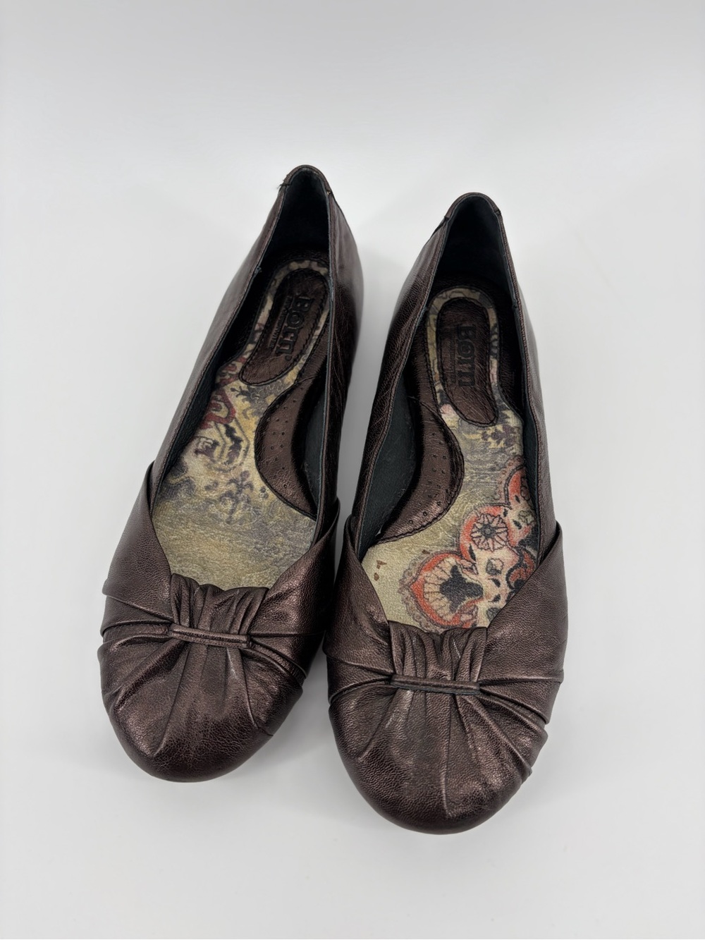 Born Lilly Metallic Bronze Leather Ballet Flats Women's Size 7.5, Born